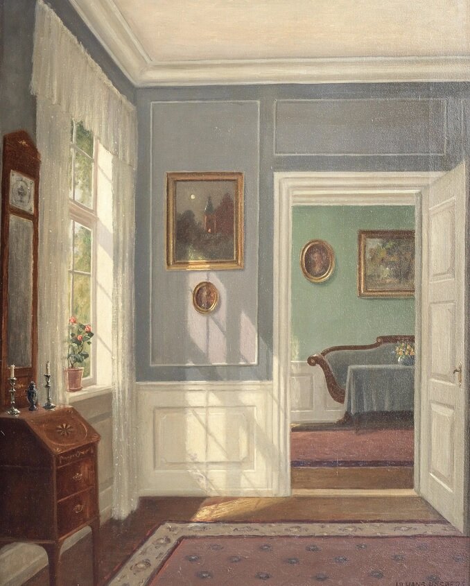  Hans Hilsoe, "Sunlit interior", 1923 (https://www.mutualart.com/Artwork/Sunlit-interior/2DA9A422ACEE1EA3)