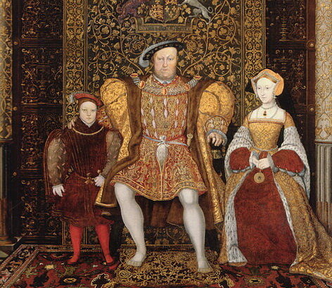 фрагмент семейного портрета Тюдоров: Генрих VIII, Джейн Сеймур и их сын Эдуард