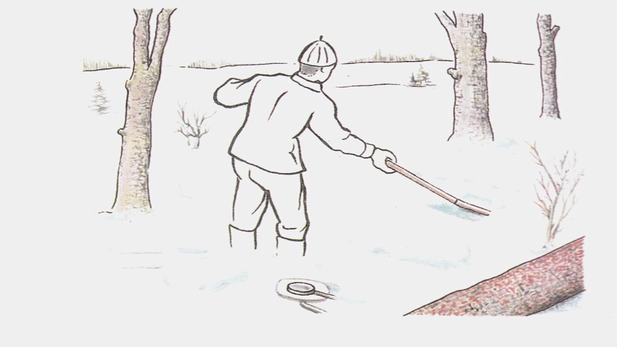 Установка капкана с помощь лопатки