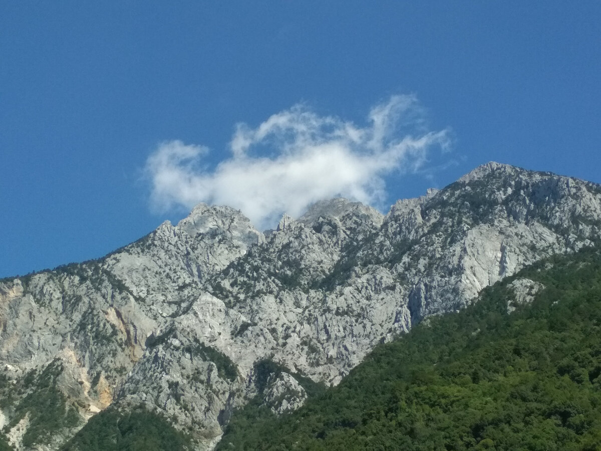 Гора Афон. Август 2019. Полдень. Вид от монастыря Святого Павла