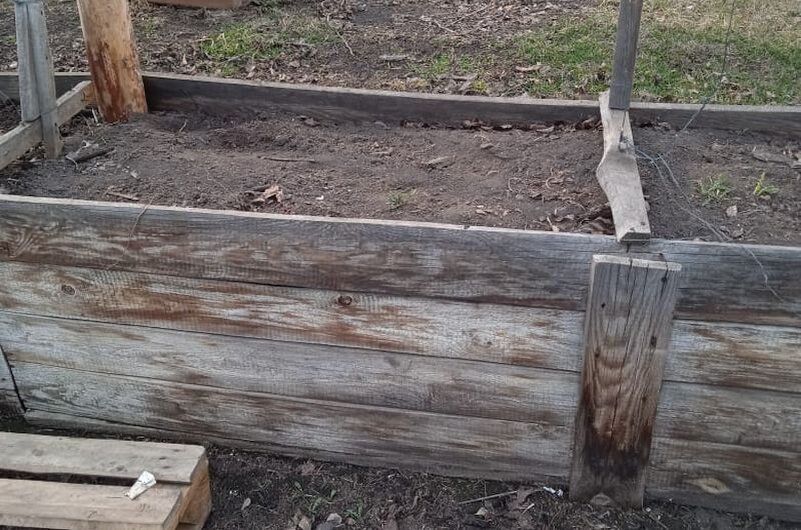 Вот такая высокая грядка для огурцов.