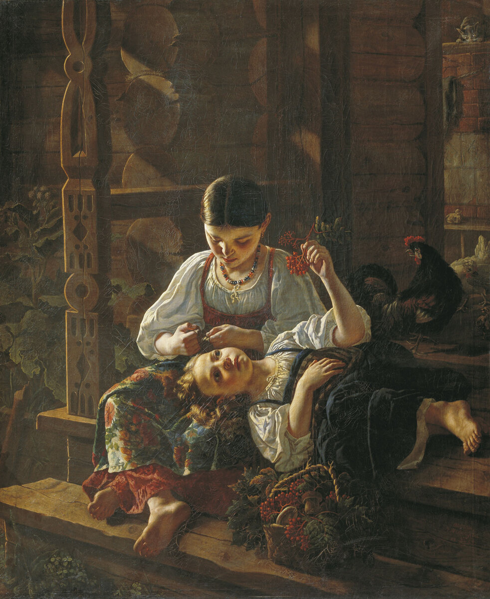 Р. Фелицын. На крыльце избы