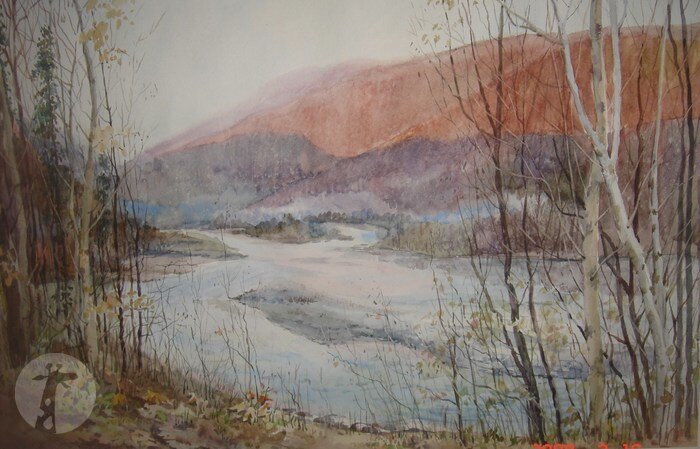 Гармашова Светлана - Красная поляна. Осенний закат на реке Мзымте. Работа с сайта http://art.albomix.ru/artworks/krasnaya_polyana_osenniy_zakat_na_reke_mzymte/