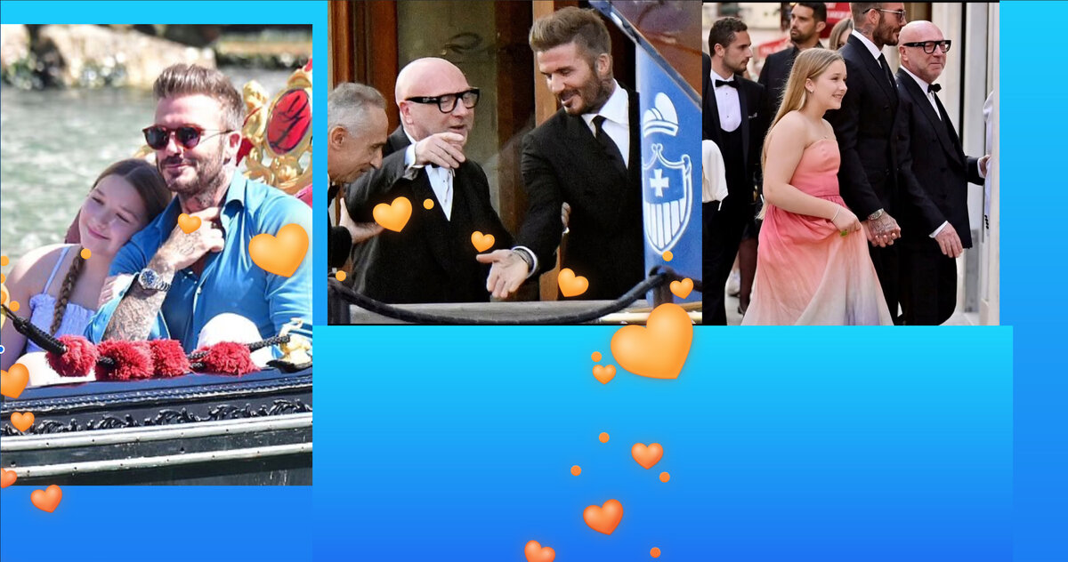  Счатливые папа и дочь, вместе с дизайнером Доминико Дольче