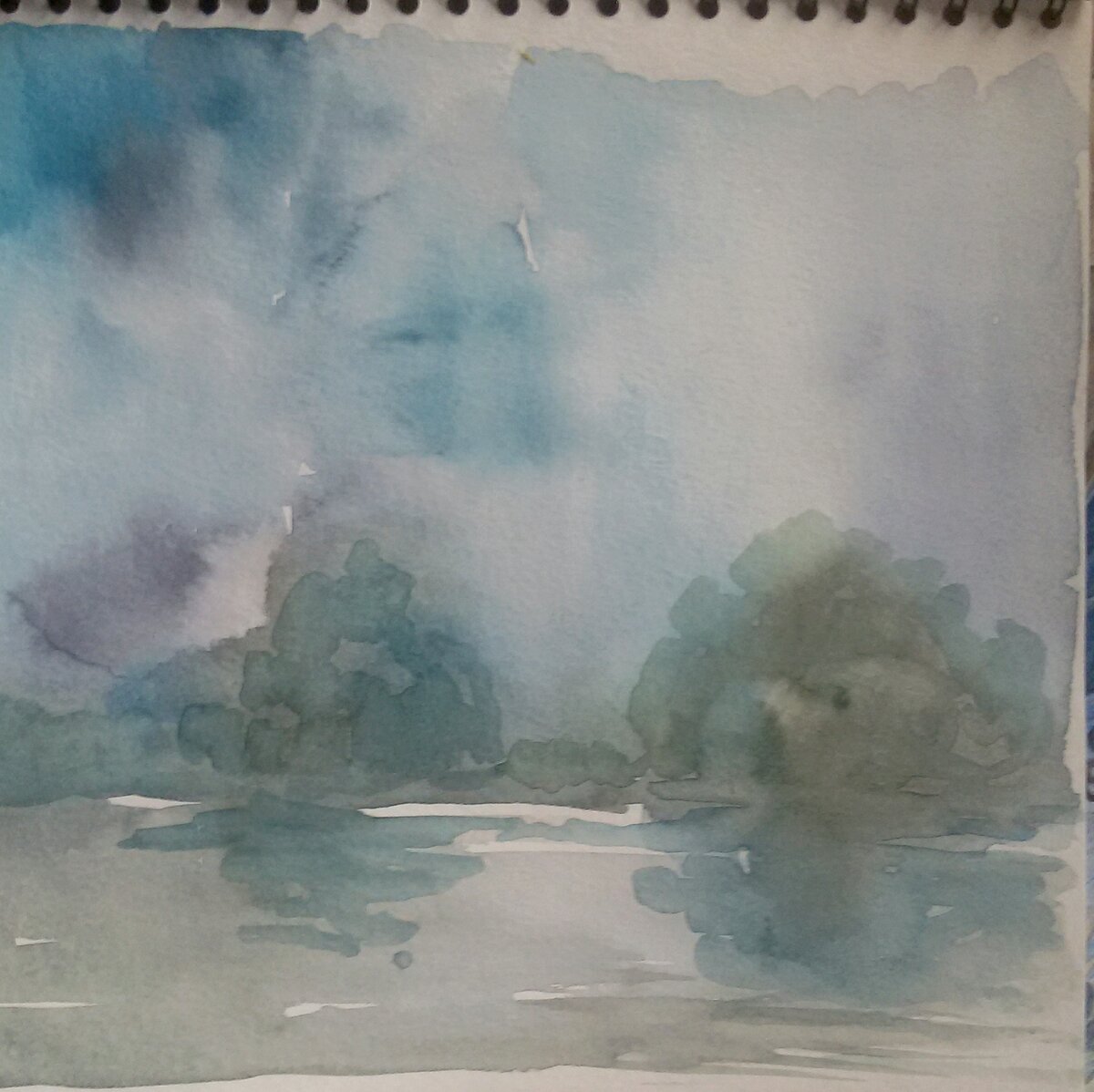 Туман на реке. Рисунок автора