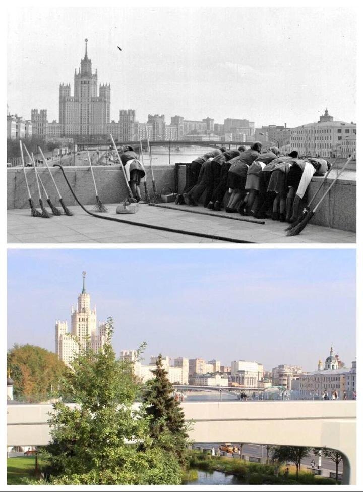 1970-е. Москва. Вид от знаменитой гостиницы «Россия», а ныне из парка «Зарядье»
Автор верхнего фото Е.Люляев