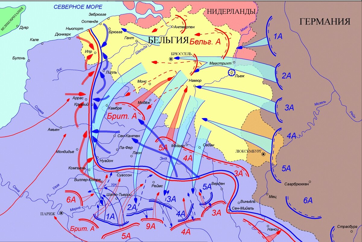 Война 1914 года карта