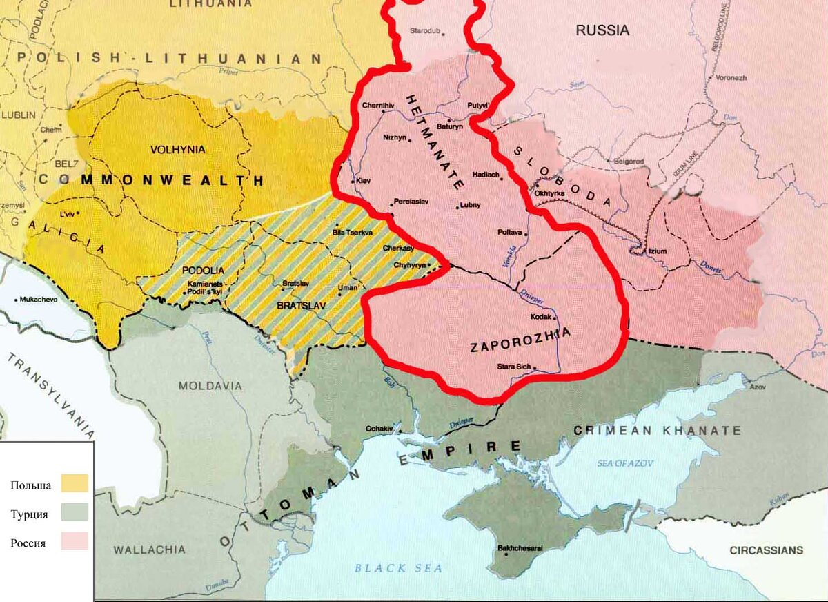 Карта украины в 18 в