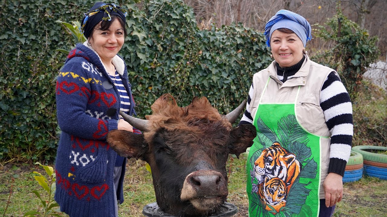 Азербайджанский рецепт хаш-супа в деревне | Суп из коровьей головы и ног