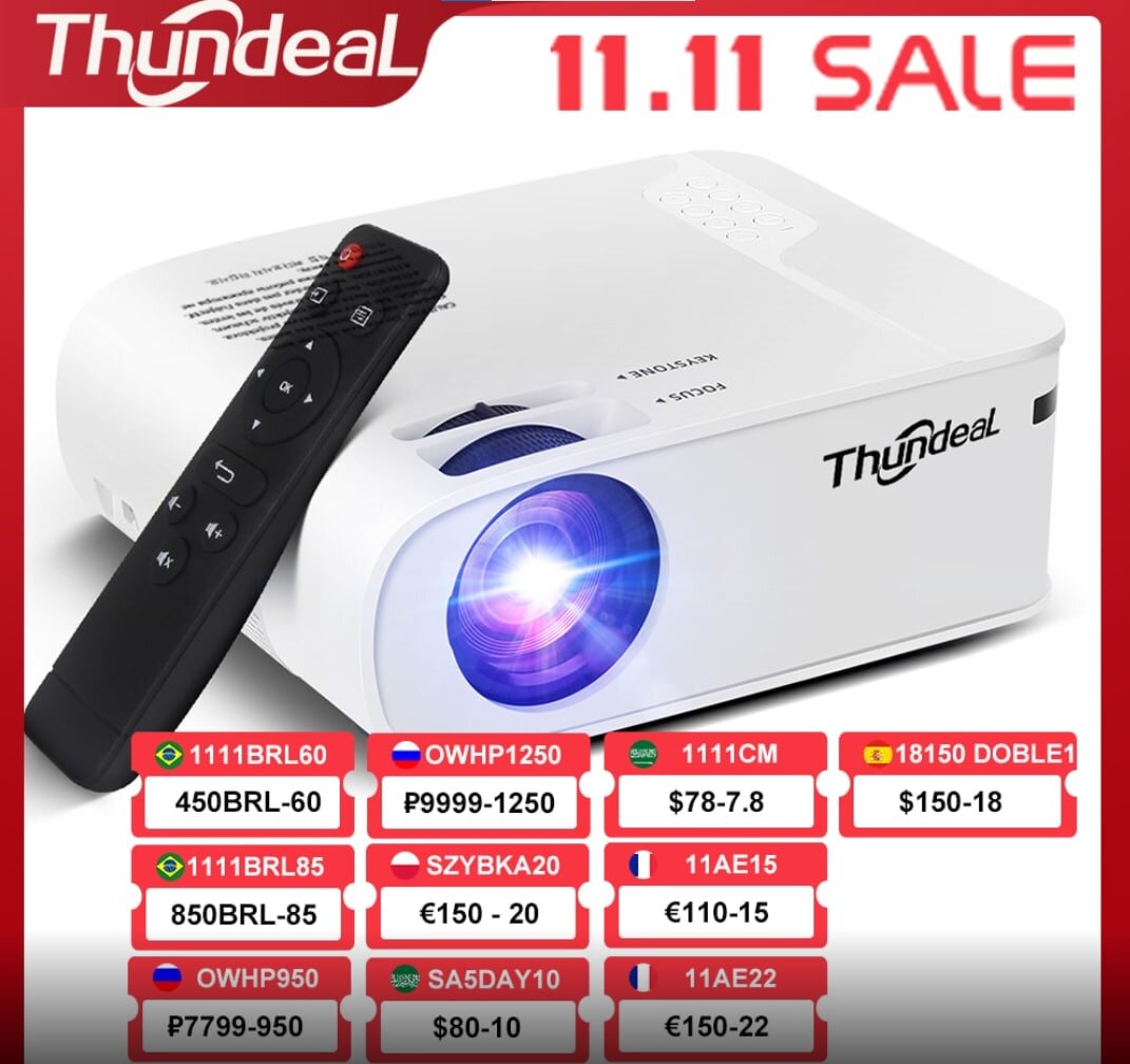 2021 Новинка ThundeaL TD93 1080P Full HD Проектор Поддерживать Мультиэкран 2.4/5ГГЦ WiFi AC3 ЗУМ Мини Портативный Многофункциональный LCD Проектор Для 4K Домашнего Кинотеатра