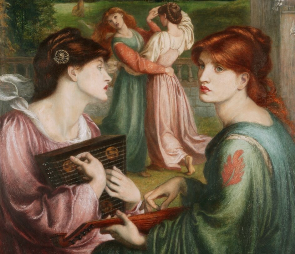 Беседка на лугу. Фрагмент. Данте Габриэль Россетти. 1871 - 1872 гг. 