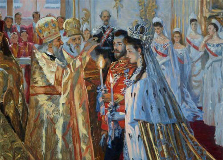 Л. Туксен, "Венчание Николая Александровича и Александры Федоровны"