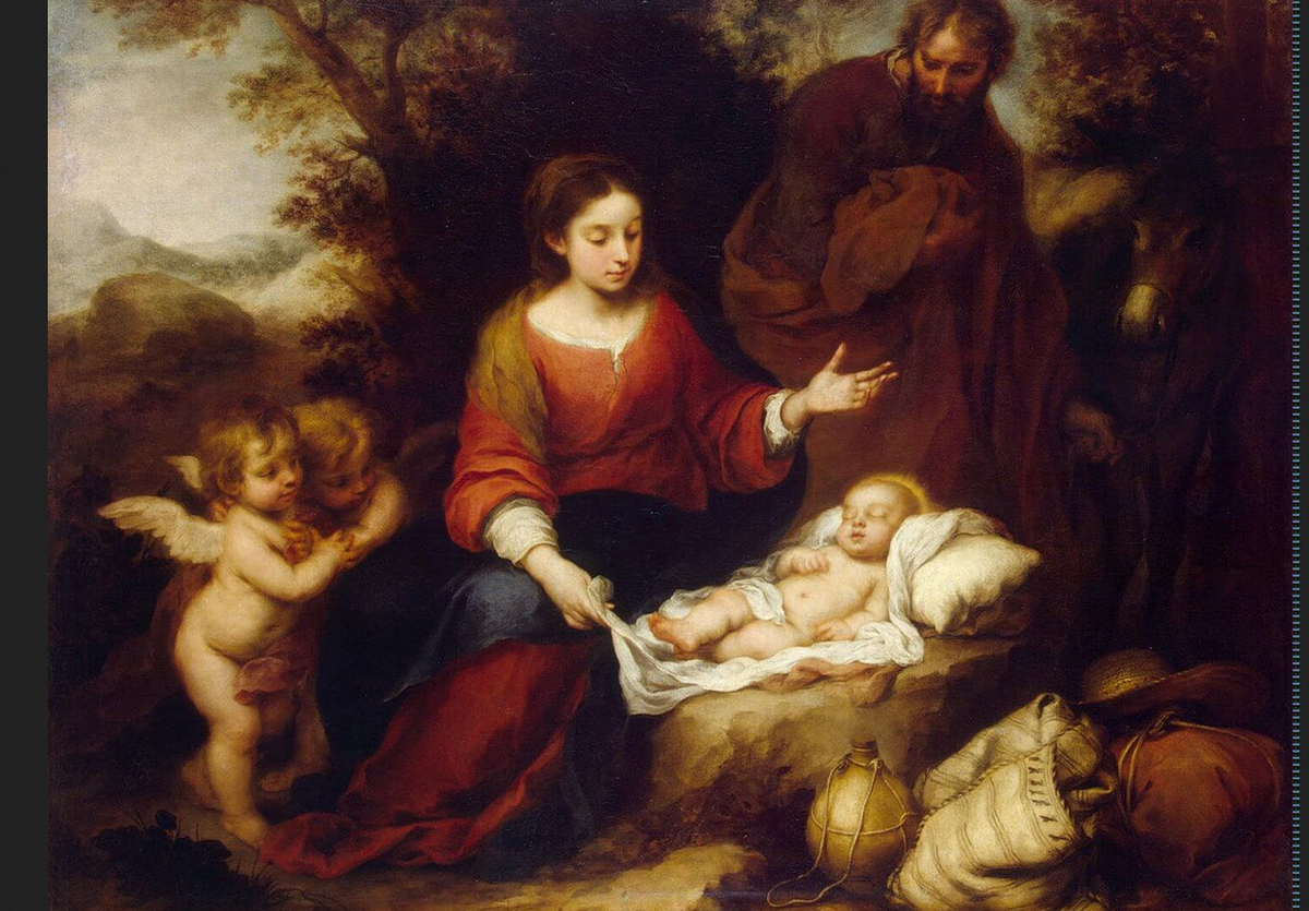 Бартоломе Эстебан Мурильо. «Отдых святого семейства на пути в Египет», около 1655 года.
