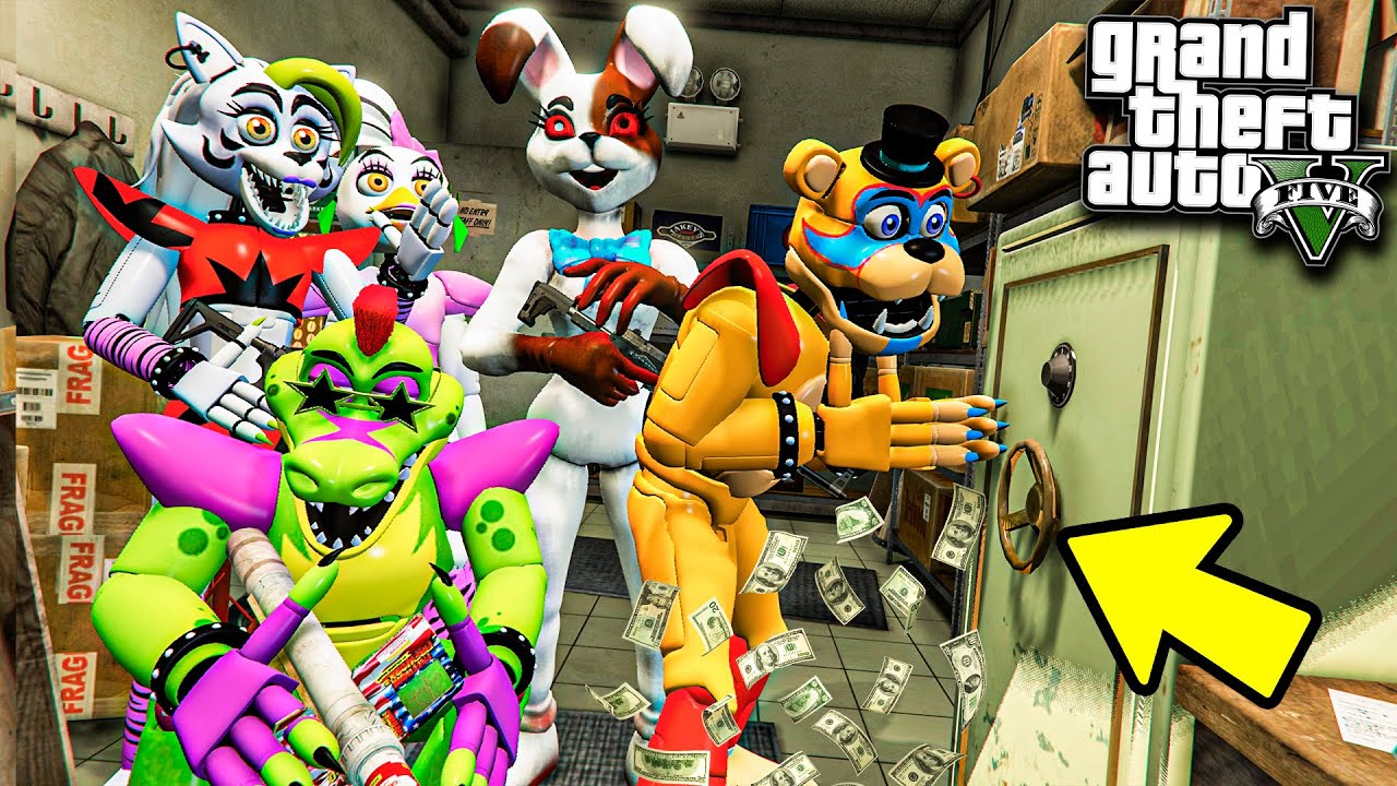 АНИМАТРОНИКИ ФНАФ ОГРАБИЛИ БАНК НА 5.000.000$ В ГТА 5 МОДЫ! FNAF ОБЗОР МОДА  GTA 5! ГТА МОД MODS ИГРЫ | GHOST | Дзен