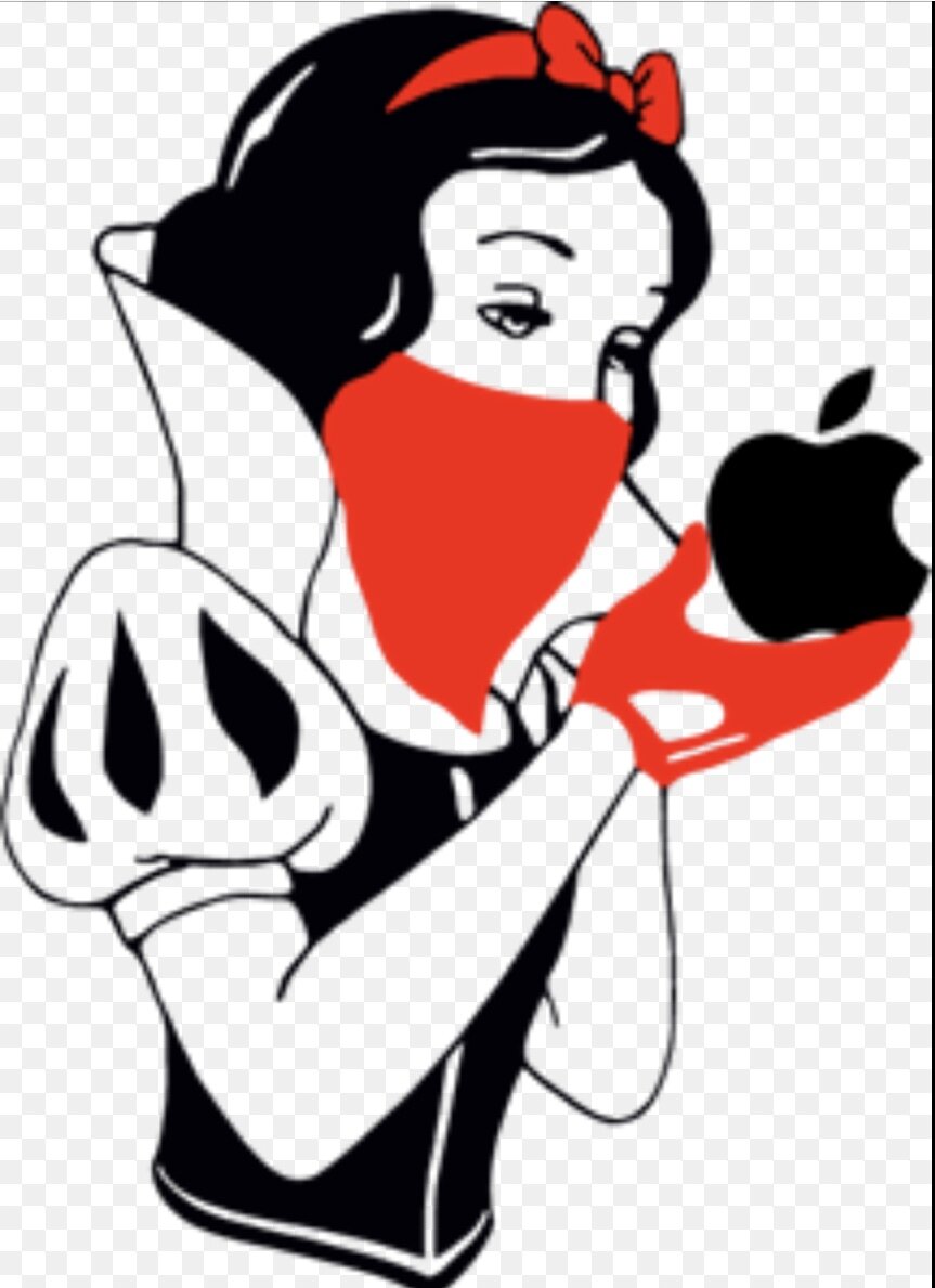 Оказывается, уже можно купить наклейки с Белоснежкой и яблоком. Наша идея не нова, но также, как и другим пришла в голову неспроста. Фотография из открытого источника.