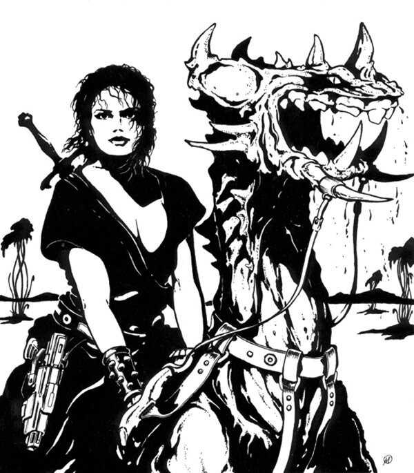 Девушка верхом на рептилоиде. Иллюстрация к "Звездной мести". illustrators.ru