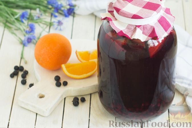 смородина чёрная, апельсин, сахар, вода