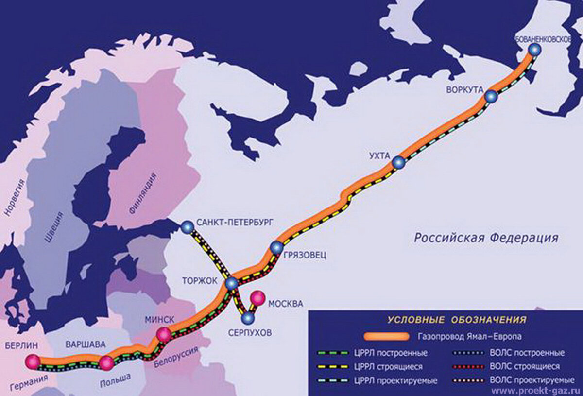 Проект газопровода ямал европа