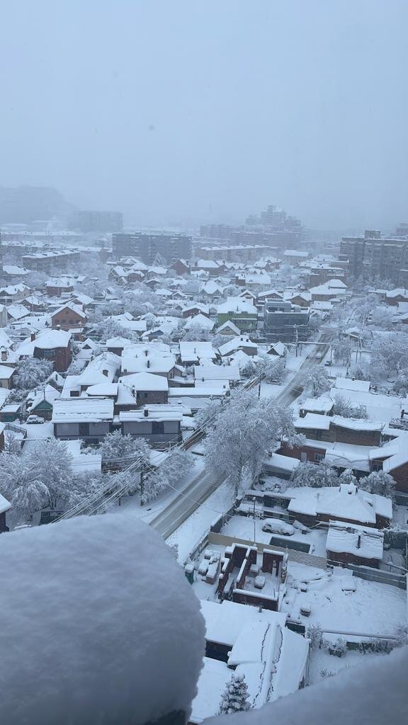 Начало снегопада.