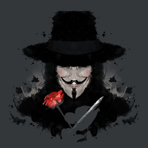 Известный киномститель в маске Гая Фокса - арт из свободных источников