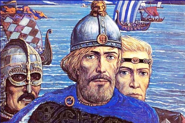 Рюрик со своими братьями Трувором и Синеусом. Фрагмент картины русского советского художника Ильи Глазунова
