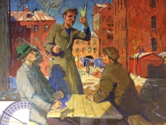 И. Попов. Собутыльники. 1950-е годы. Бумага, темпера, пастель.