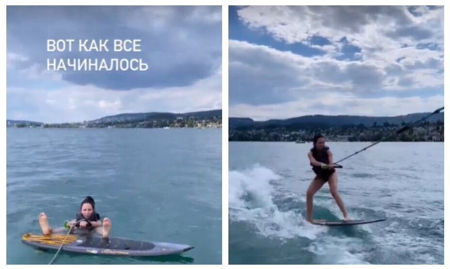    Туктамышева учится кататься на вейкборде. Фото: соцсети Елизаветы Туктамышевой