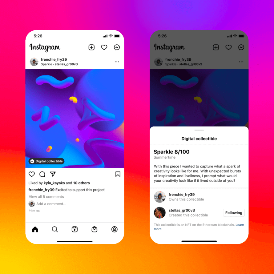    Интеграция NFT-токенов на платформе Instagram