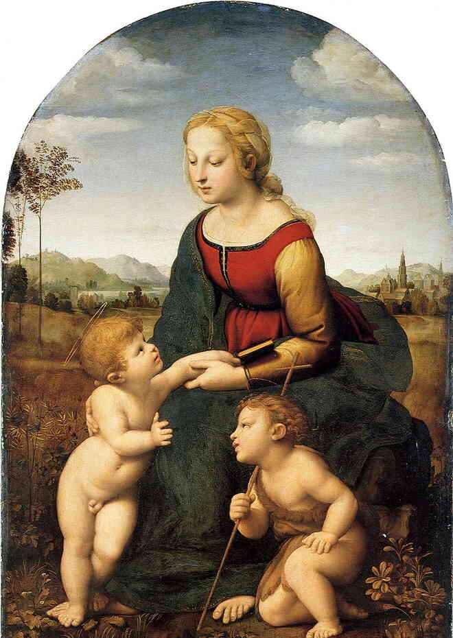 Рафаэль Санти «Прекрасная садовница», или «Мадонна с младенцем и Иоанном Крестителем».