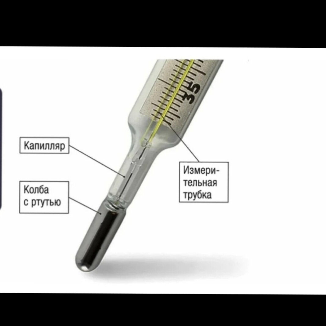 Устройство ртутного градусника