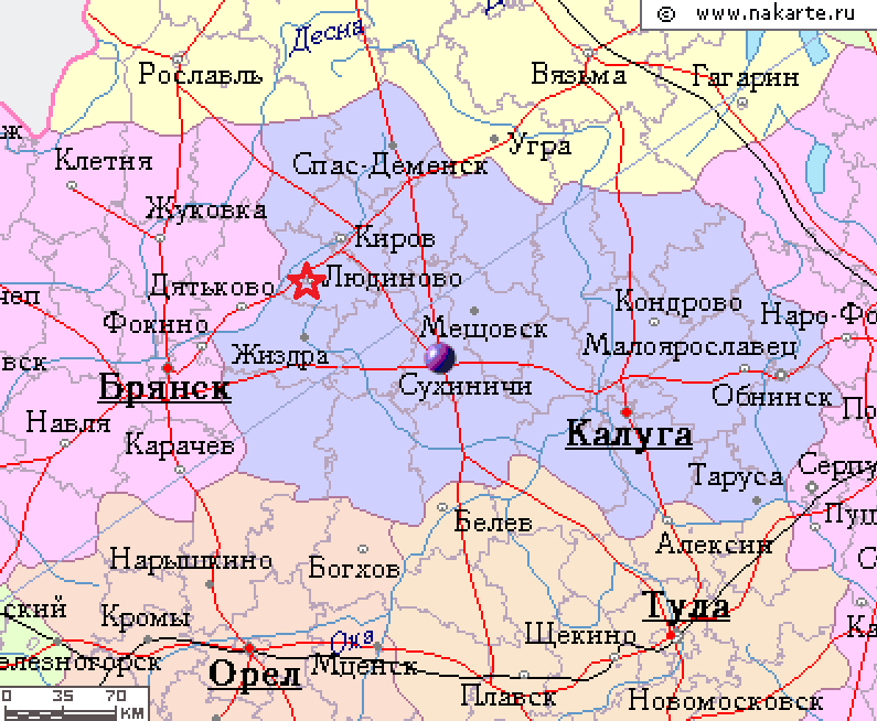 Карта сухиничи калужская область