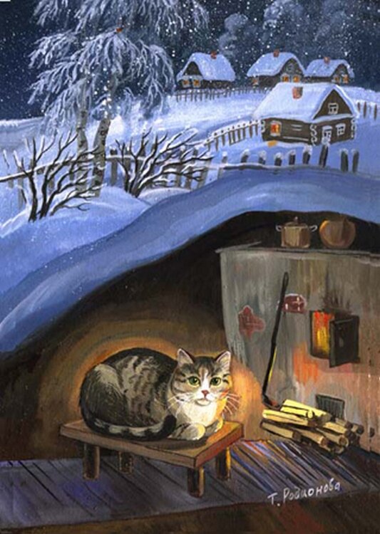 Картина "Кошкин дом", художник Татьяна Родионова