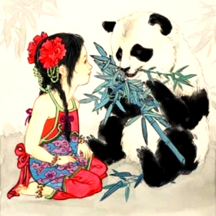 Фотографии из открытых источников. Живопись тушь на шёлке