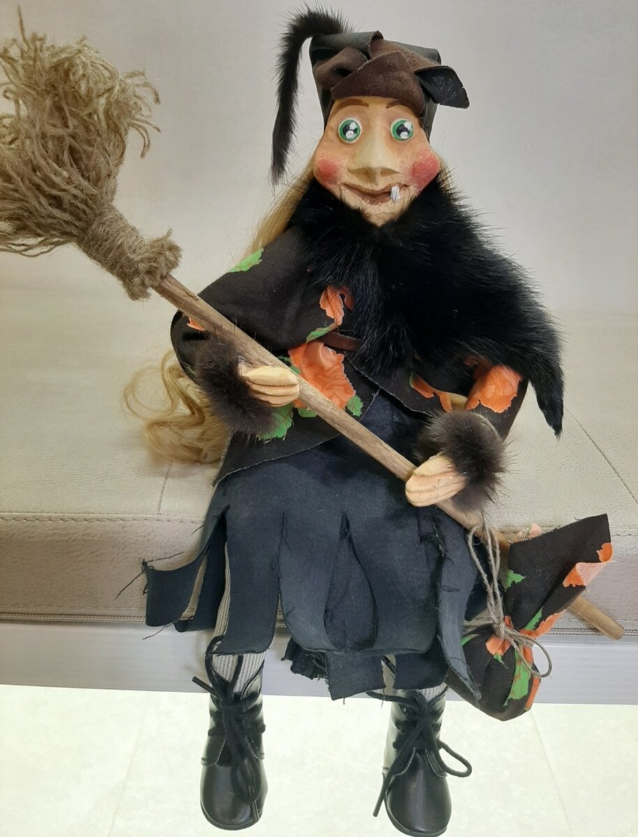 Шутейная кукла Баба-Яга в ступе купить у производителя ☆ Кукольная мастерская на Ланском