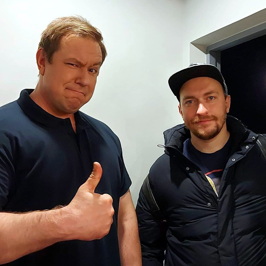 С капитаном команды КВН "Сборная Физтеха" Герой Гигашвили после съемок
