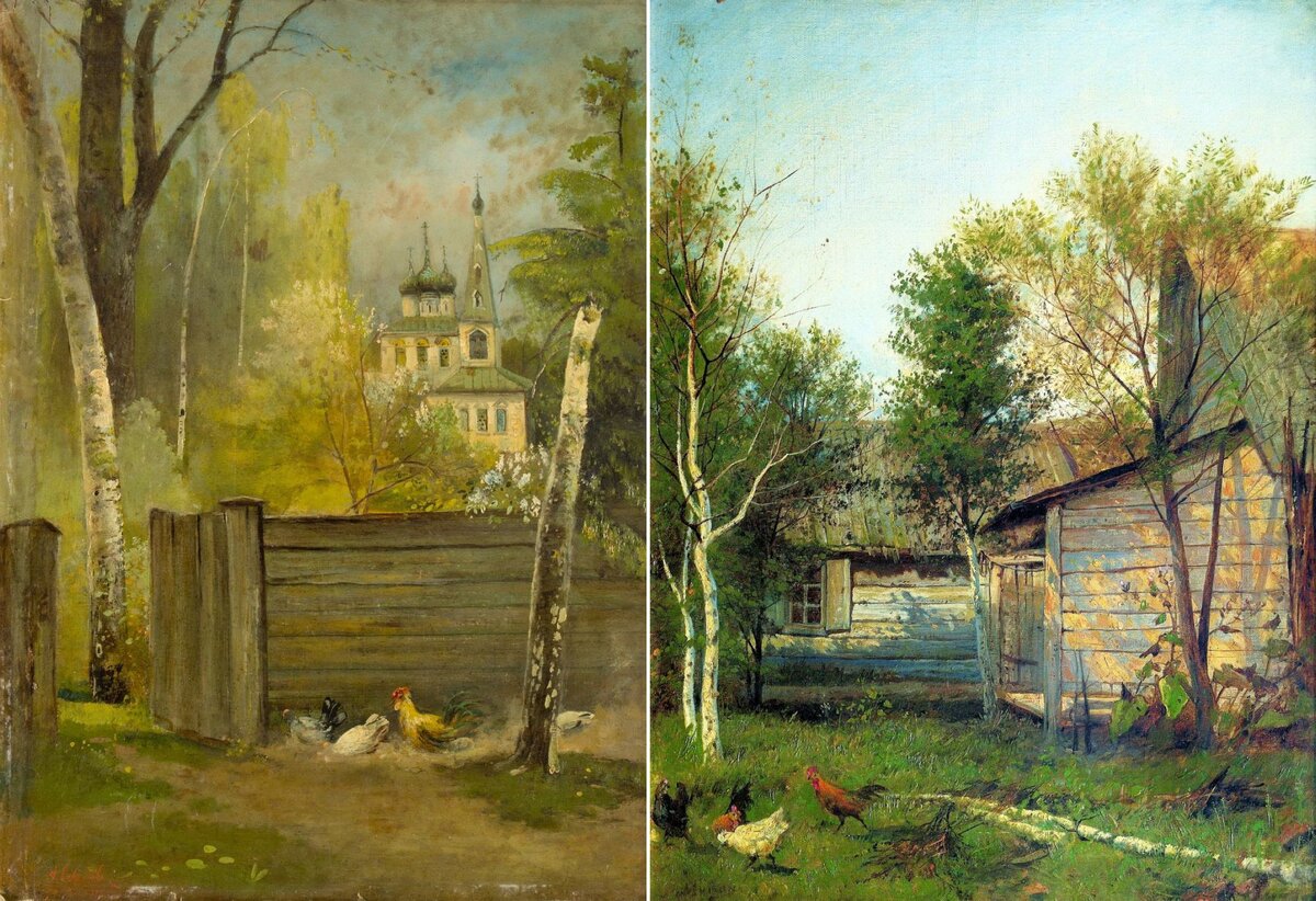 Слева: Алексей Саврасов. Весна. Севастопольский художественный музей. Справа: Исаак Левитан. Солнечный день. Частная коллекция
