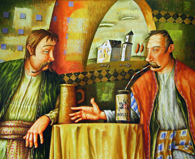  Семенюк  Евгений.  Сарматский гламур (Петр и Павел). 2009. Холст. Масло. 90x110cм.