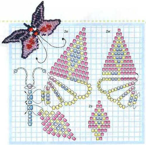 Бабочка из бисера: мастер-класс и схема плетения (фото)