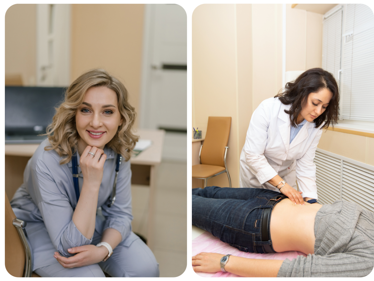 Слева - гастроэнтеролог клиники "ДАВИНЧИ" М.Г. Ильяшенко. Справа гастроэнтеролог клиники "ДАВИНЧИ" Лилия Назимовна Мамедова за работой. 