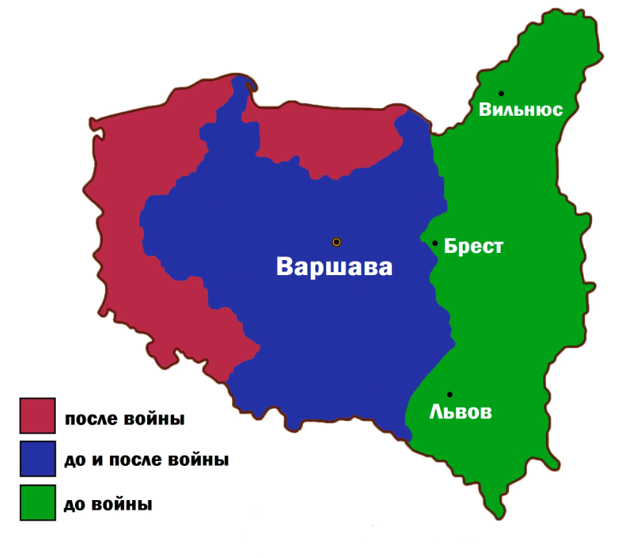 Польша с присоединенными на западе и севере землями