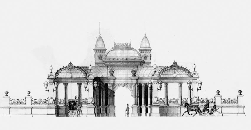 Проект входа в заведение "Аквариум", архитектор Алексей Малов, 1891 год
