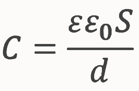 С = (ε x ε0 x S)/d