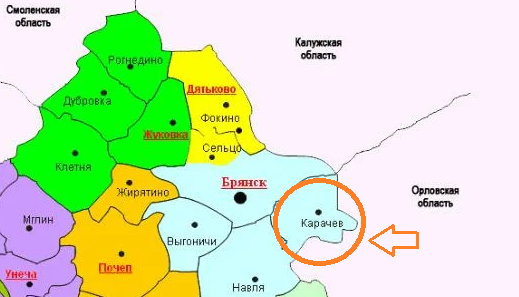 Карачевский район брянской области на карте