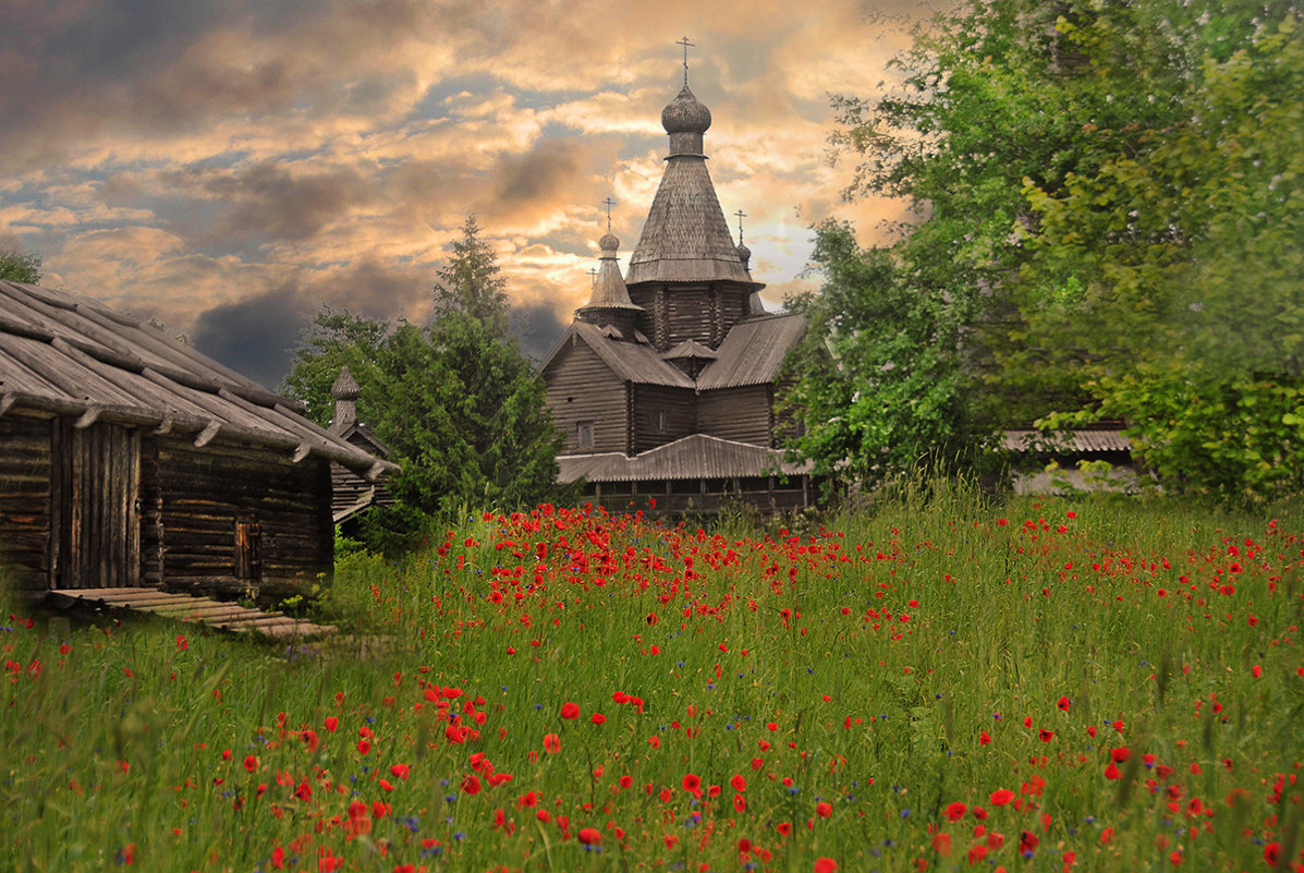 Осень в деревне храм