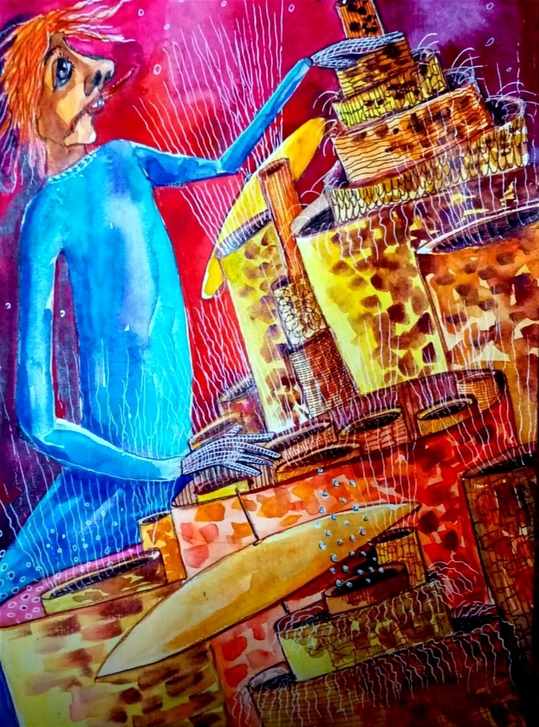 Акварель./ Ритм разбуженной энергии и созидающего потока🌀✨🥁