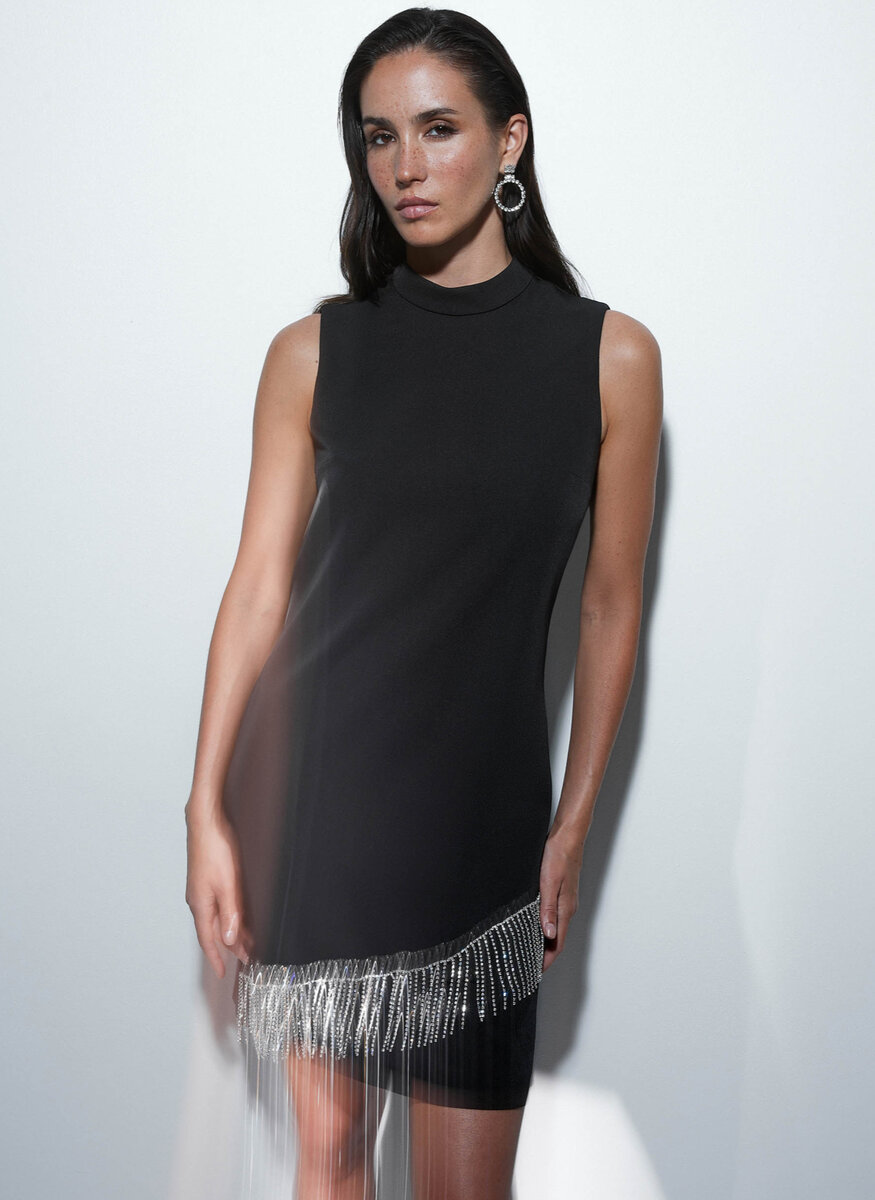 Платье с бахромой из страз 