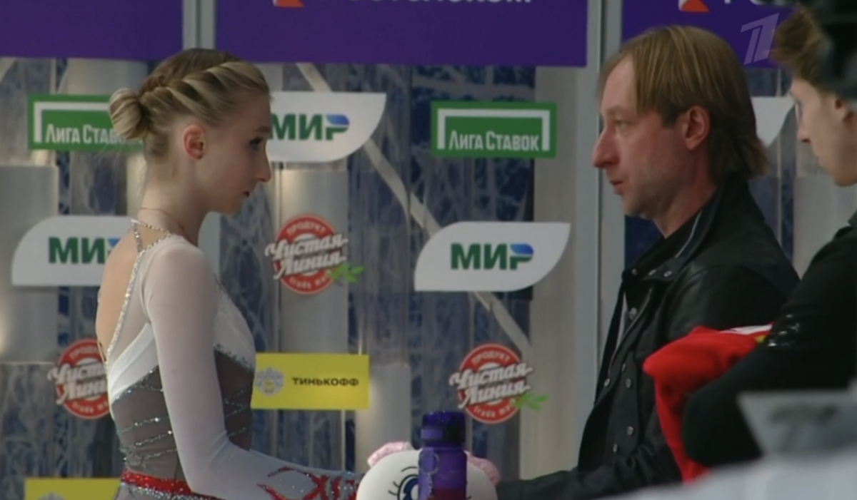 София Муравьева и Евгений Плющенко. Источник фото: официальный сайт Первого канала.