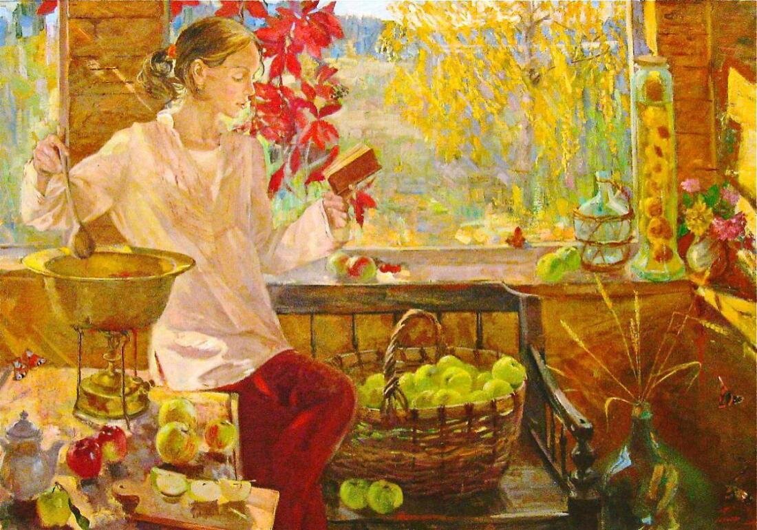 Яблочное варенье художник Тур Наталья Геннадьевна. Источник фото - https://goo.su/HxfFEyj
