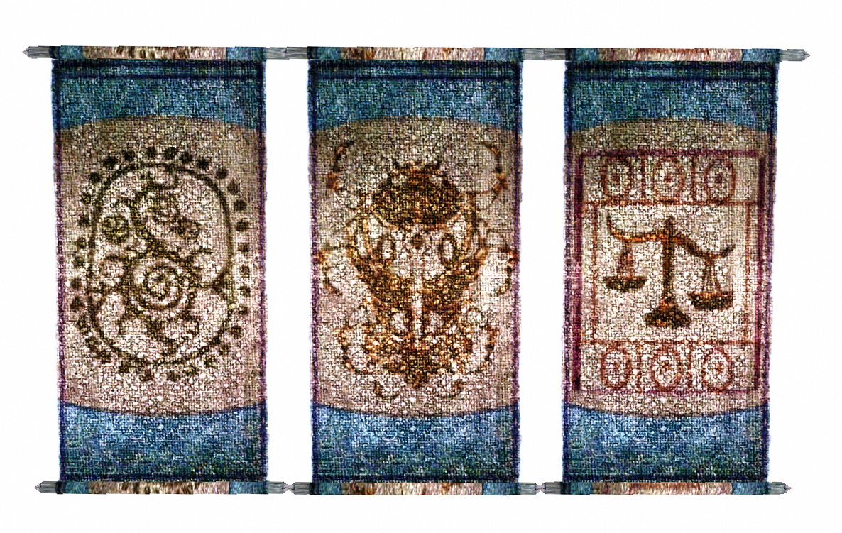 Флаги Великих Домов Данмер: Телванни, Редоран, Хлаалу.