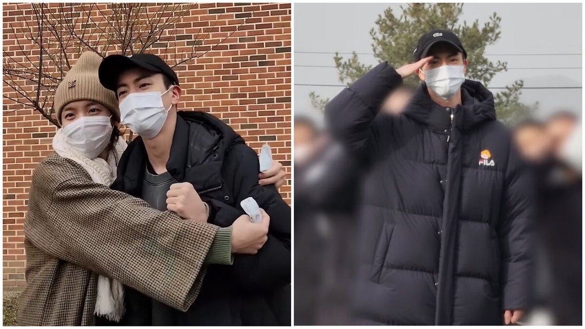 Было опубликовано видео, на котором участники BTS провожают Джина в ...